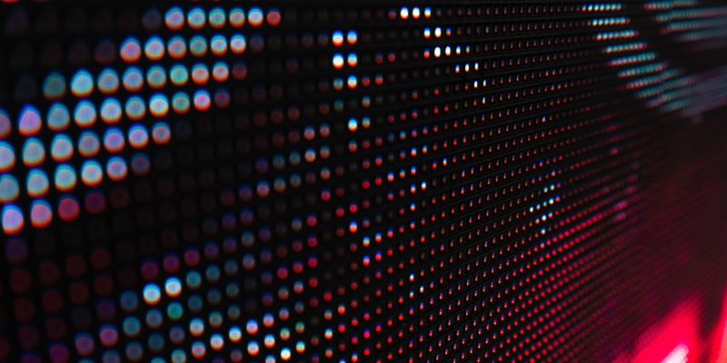 Abstract Close up Bright colored LED SMD video wall abstract background