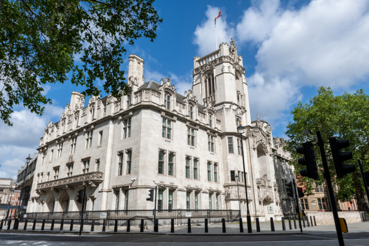 A street view of the United Kingdom Supreme Court building situated in Westminster, London.