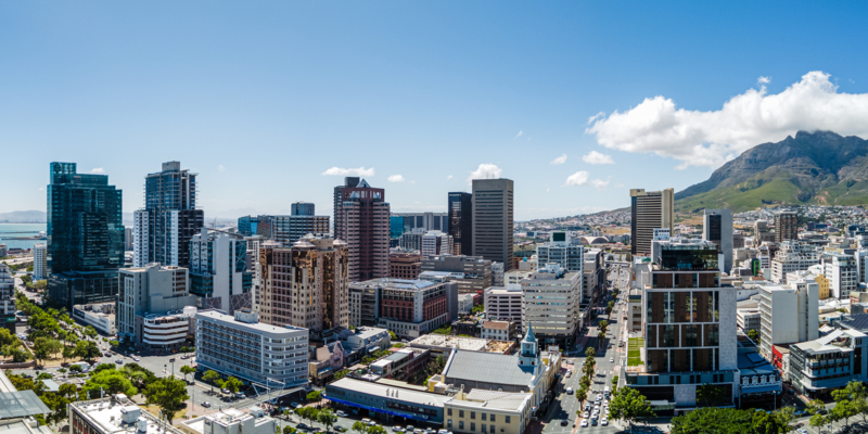 Cape Town City scape City Centre Urban Panoramic View on a sunny day in summer