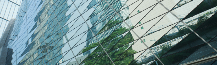 Modern office buildings reflecting ag glass facades