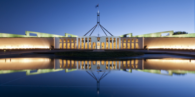 Parliament of Australia in Canberra during the blue hour