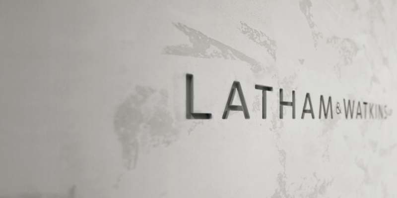 Latham & Watkins logo in lobby