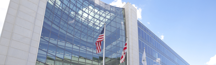 Securities and Exchange Commission, SEC, Building in Washington DC.  The SEC regulates stocks and bonds and related financial activities.  